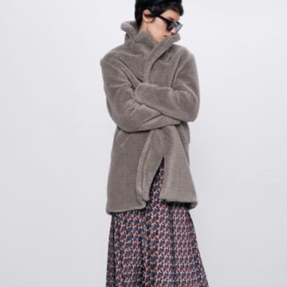 Zara Jackets & Coats Zara Fleece Coatgray Us M L Xl Xxl Poshmark